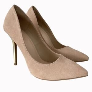 Wild Diva Lounge Tan and Metallic Gold Stilettos Sz 9